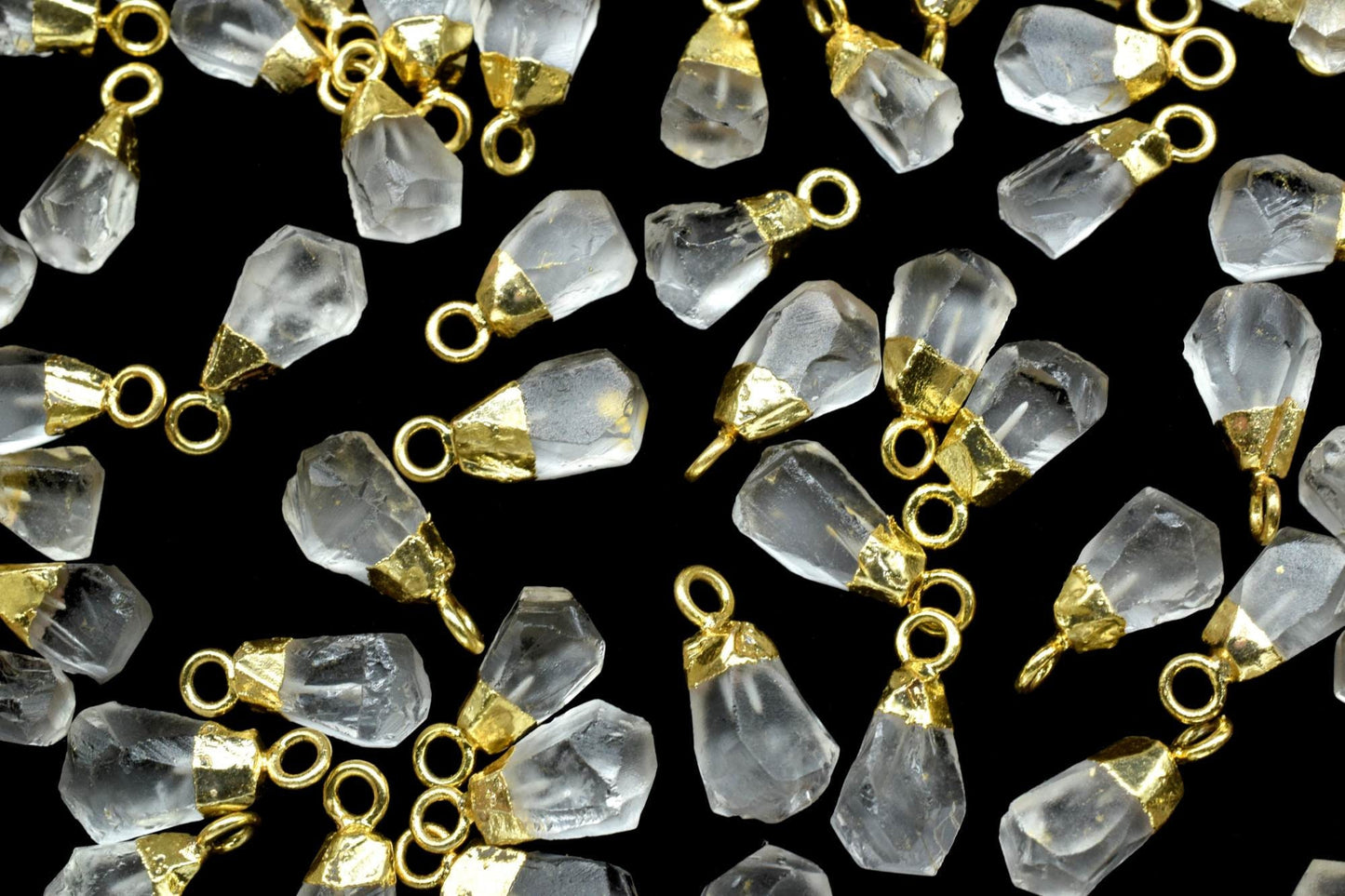 Crystal Quartz Raw Pendants,Crystal Quartz Pendant Connector Jewelry Necklace,Rough Electroplated Chams,Loose Stone Pendant,Gemstone Pendant
