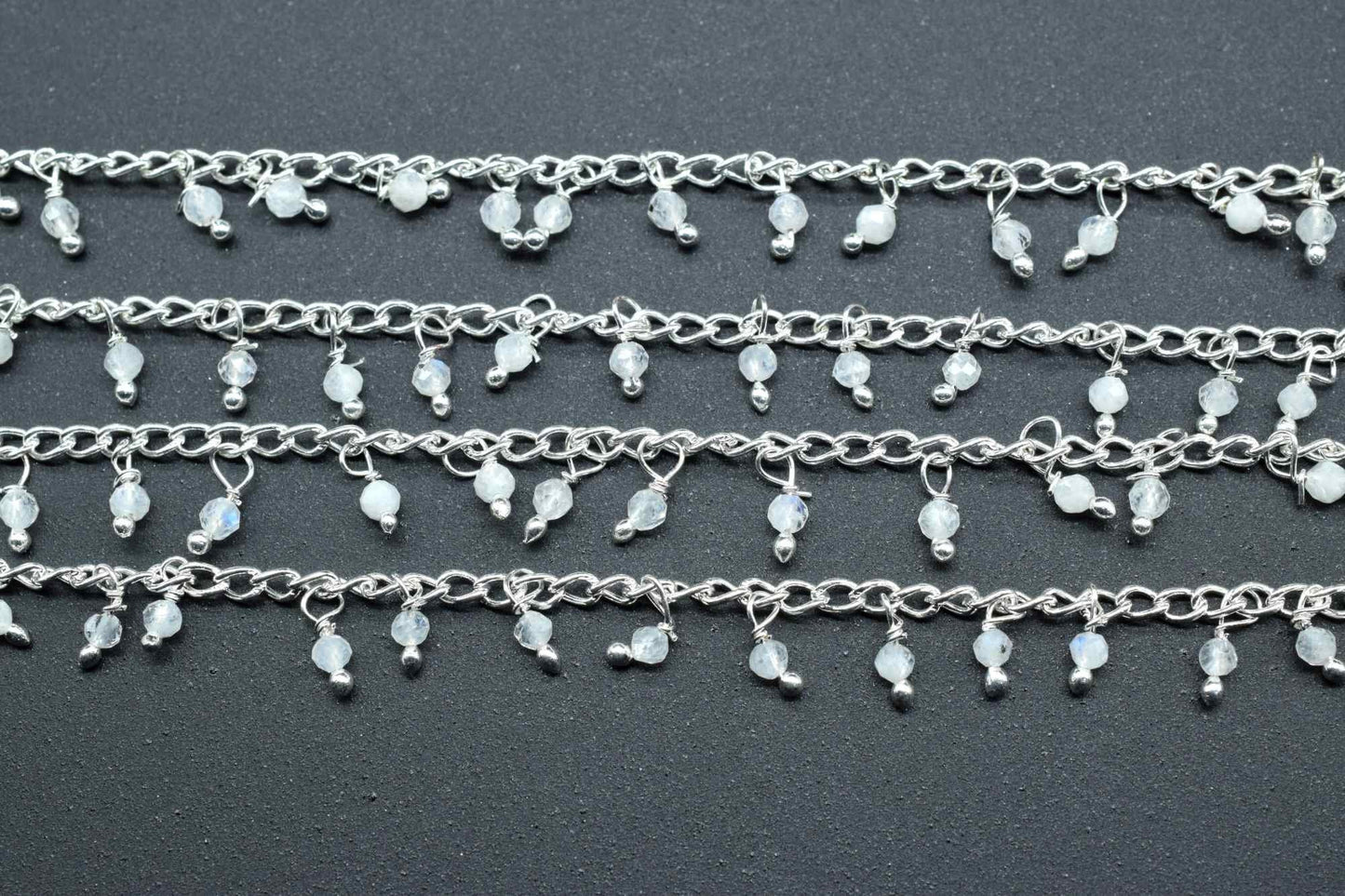 2mm Rainbow Moonstone Rosary Chain,Moonstone wire wrapped Jewelry,Gemstone Beads Rosary Chain,Moonstone Cluster Rosary,Jewelry Making Supply