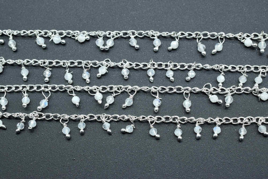 2mm Rainbow Moonstone Rosary Chain,Moonstone wire wrapped Jewelry,Gemstone Beads Rosary Chain,Moonstone Cluster Rosary,Jewelry Making Supply