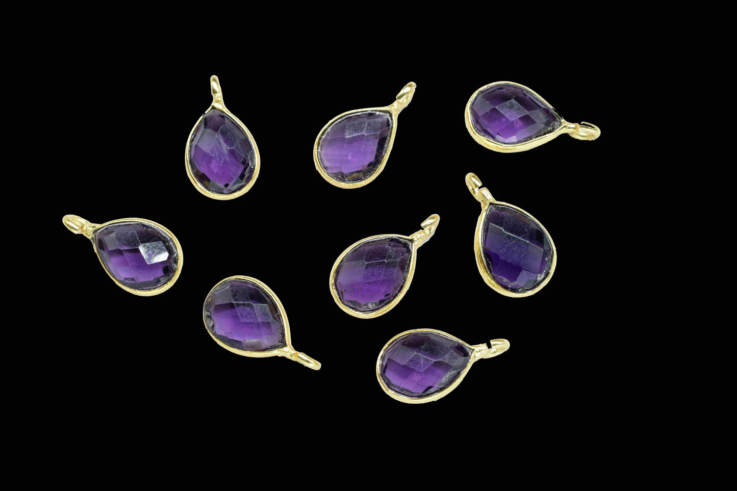 Amethyst 6x8mm Teardrop Earring Connector,Amethyst Studs Component,Single Loop Gemstone Connector,Teardrop Pendant Connector,Jewelry Making