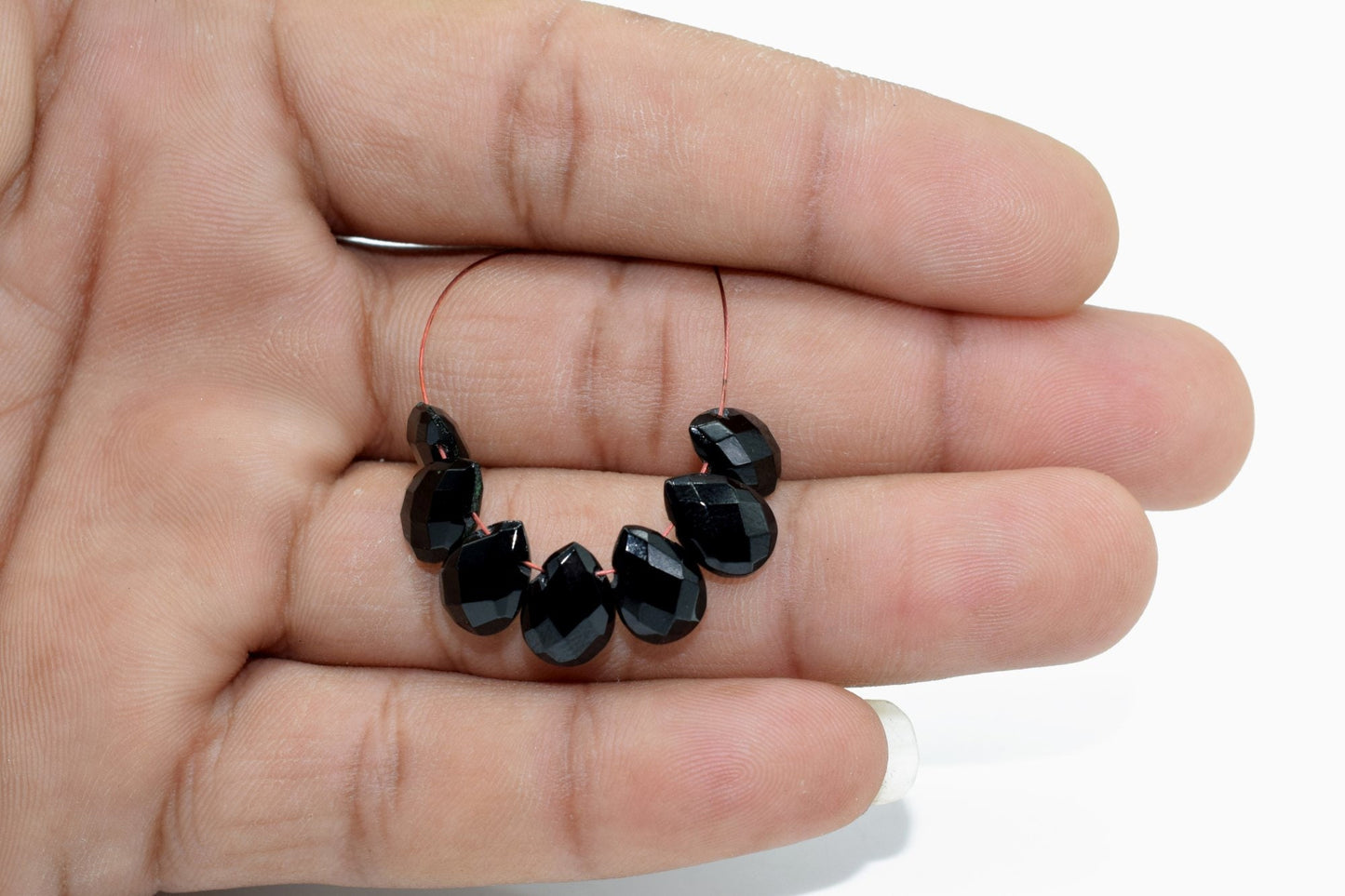 Black onyx faceted teardrop briolettes ,7x10mm Teardrop,Black Onyx Pear Briolettes Supplies,Craft Supplies,Gemstone Micro Briolette Beads