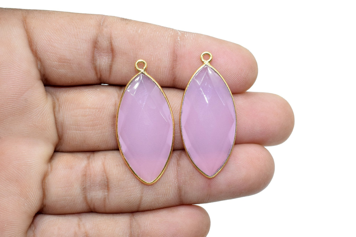 Rose Quartz 15x30mm Marquise shape single bail connector,Rose Quartz Brass Gold Plated bezel,Rose Quartz Connector,Rose Quartz Bezel Pendant