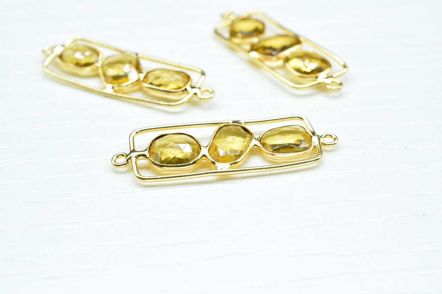 Citrine Quartz Gemstone Dangle Earring Component,Findings 14X38mm Necklace Jewelry Connectors,Citrine Finding Gold Plating Double Bail Charm