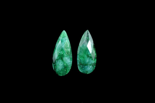 Natural Emerald Faceted Pear Shape Briolettes,8x20mm Teardrop Beads,Emerald beads,AAA Quality,Jewelry Beads,Emerald Teardrop Beads