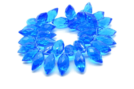 Blue Topaz Dew Drop Foxtail Beads,7x14mm Dew Drop briolettes,Fancy Cut Dew Drop Foxtail Briolette,Foxtail Gemstone Beads,Matched Pair Beads