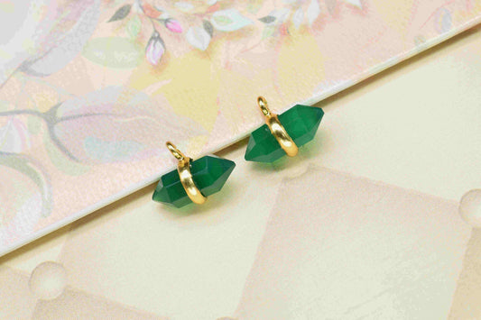 Green Onyx 5x12mm Point Shape Pendant,Onyx Single Bail Component,Green Onyx Two side point Shape Electroplating Pendant,Jewelry Making,Gift
