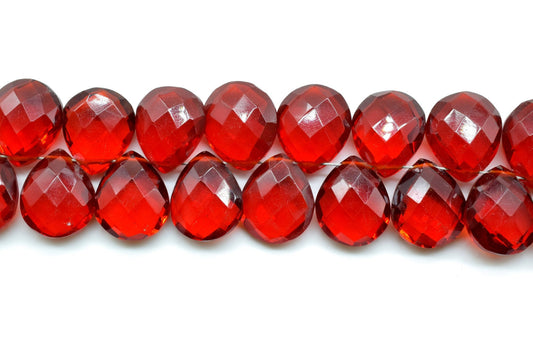 Garnet Faceted 10x12mm Pear Shape Briolettes,Garnet Pear Shape Side Drill Beads,Red Garnet Briolettes,Super Finist Briolettes,Garnet Beads