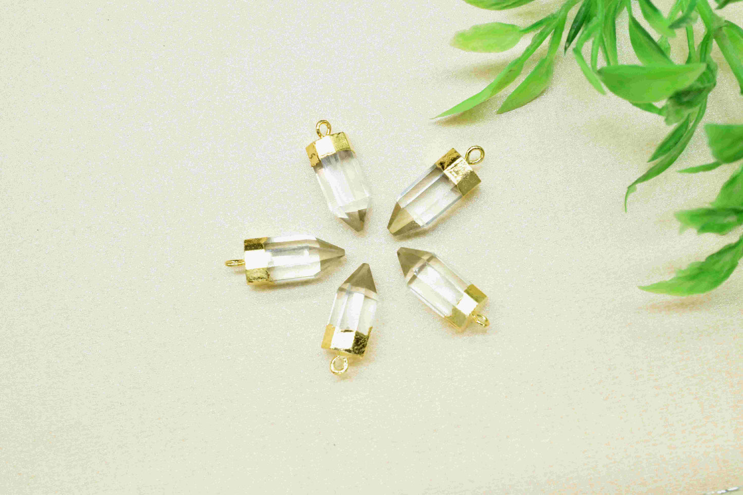 Crystal Quartz Faceted Gemstone 7x15mm Pencil Shape Pendant,Crystal Gold Vermeil Point Pendants,Quartz Handmade Pencil pendant Jewe,Giftlry