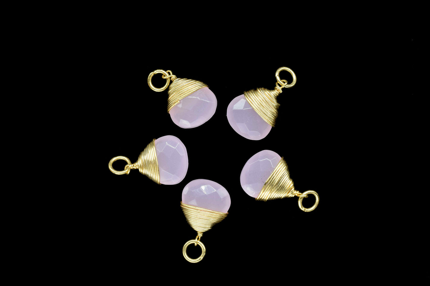Rose Quartz Heart Faceted Connector,Wire Wrapped Gemstone Pendant,loop Connector,Wire Wrapped Necklace,10mm Heart Shape,Rose Quartz Jewelry,