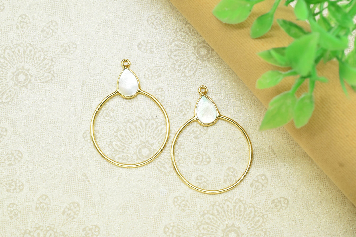 Gemstone Teardrop Earrings,Circle Handmade Pendants,Single bail Station Connector Jewelry,Earring Components,Findings Bezel Charms Pendants