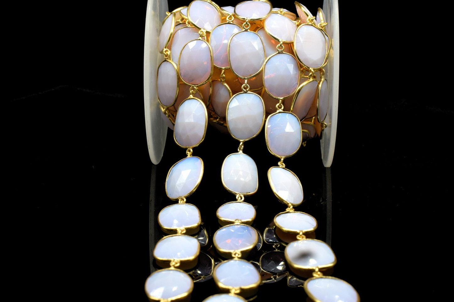 Opalite Faceted Bezel Connector Station Link Chain,Opalite Free form Size Connector Chain,Opalite Bezel Connector Chain,Bracelet Chains
