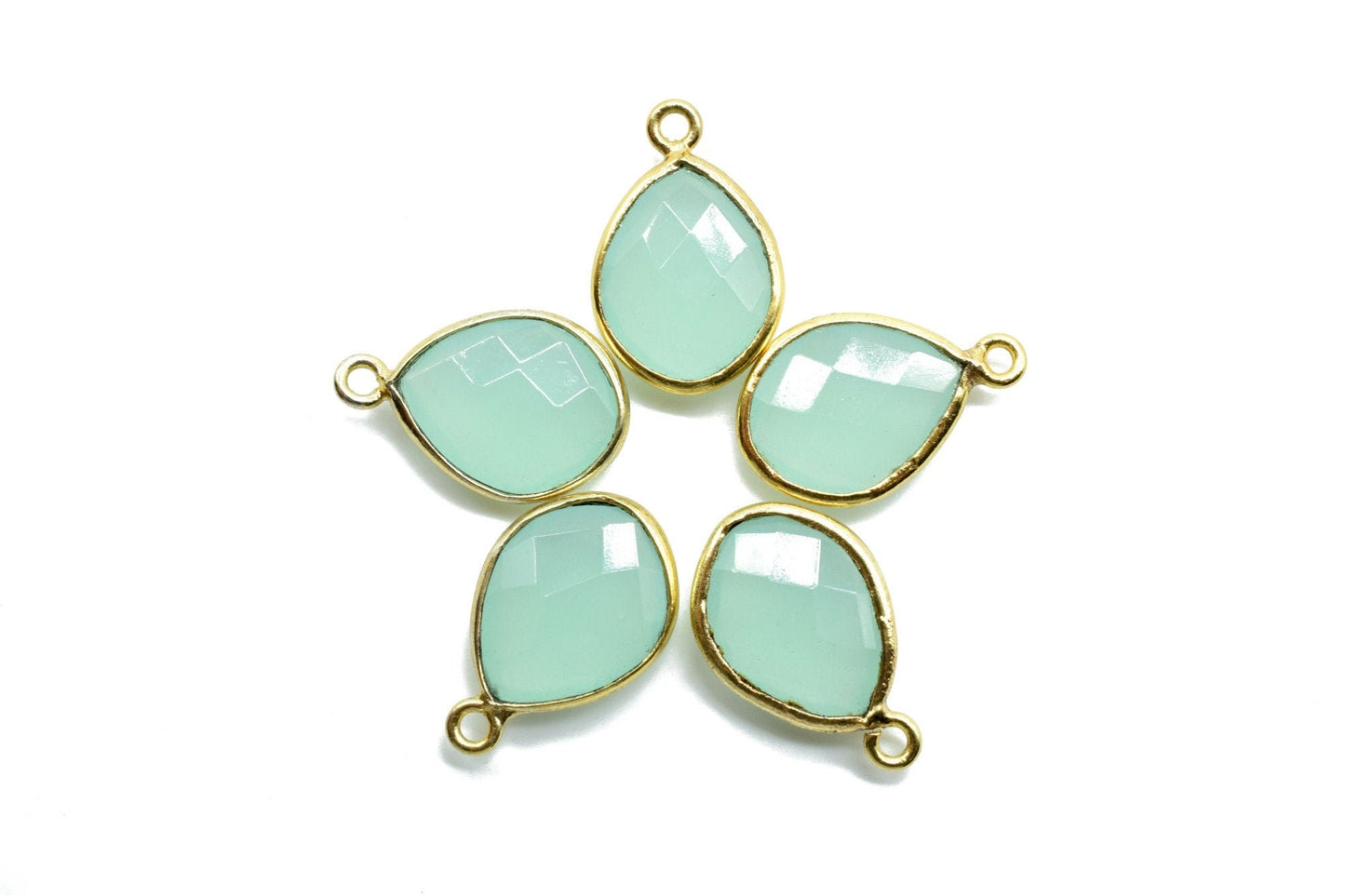 Aqua Chalcedony 10x13mm Eye shape single bail connectors,Aqua Chalcedony Bezel Findings Eye Charms,Eye Shape Connectors,Single Bail charms