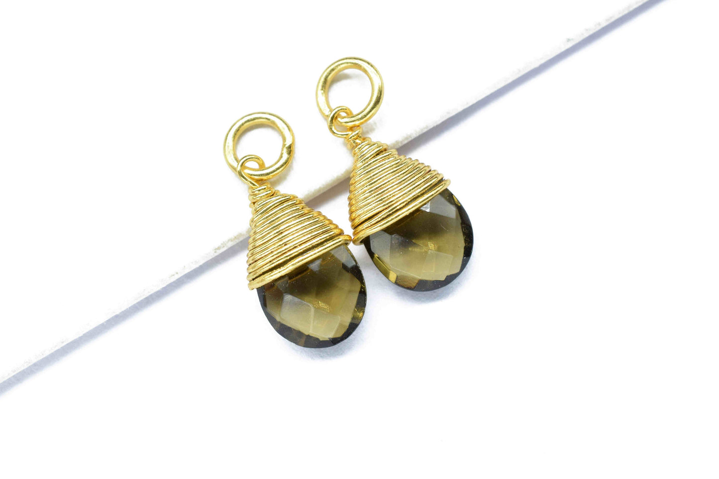 Smoky Quartz Faceted Connector,Loop Connector,Pear Pendant Jewelry,Gemstone Wire Wrapped Pendant,Wire Wrapped Necklace,Smoky Quartz Jewelry,