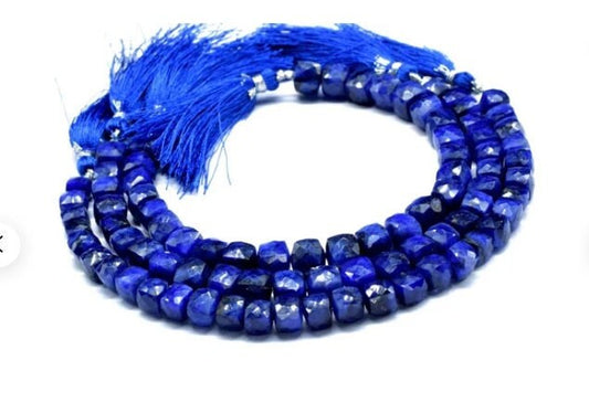Natural Blue Sapphire 10mm Faceted Cube Beads,3D Box Strand,10 square Dice Beads,Blue Gemstone Box Strand, Blue Sapphire Box Briolettes,Bead