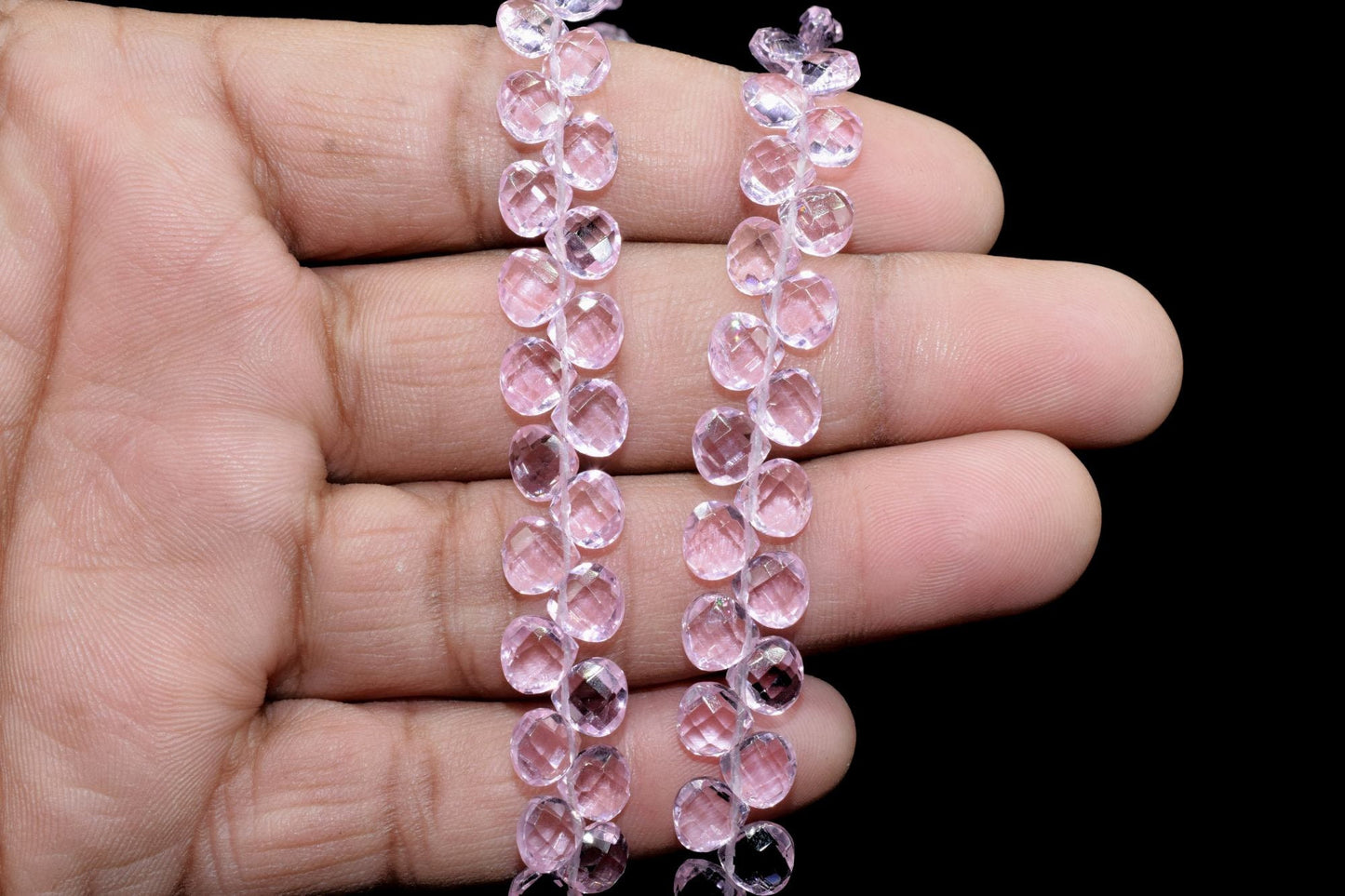 Pink Quartz Faceted 6mm Heart Shape Briolettes,Natural Pink Quartz Beads,Heart Shape Briolettes,Pink Quartz Heart Shape Beads,Jewelry making
