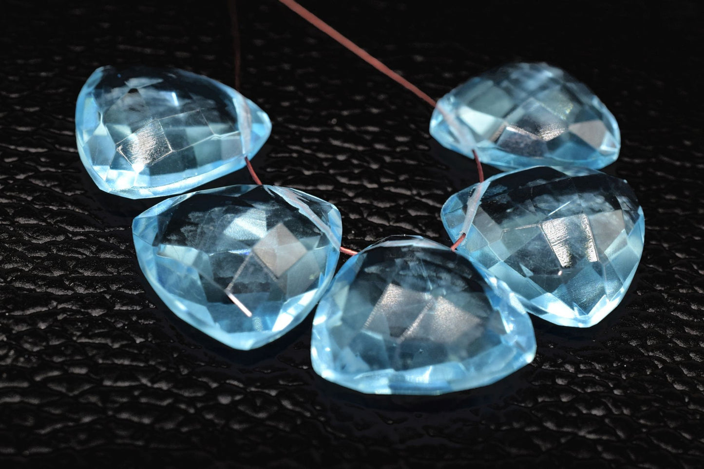 Sky Topaz Faceted Trillion Shape Briolettes,Side drilled Briolette,Finest Topaz Briolette,Handmade Briolette,December Birthstone briolette