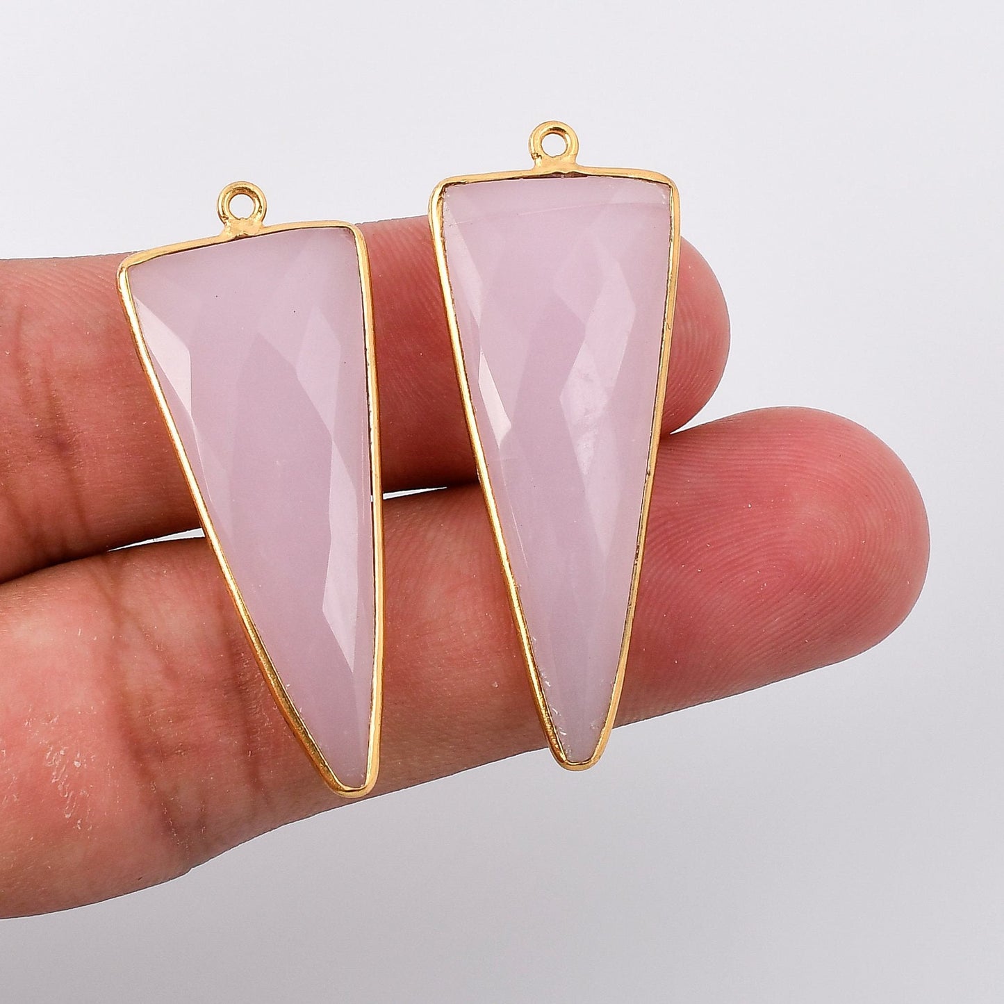 Pink Chalcedony 15x30mm Bezel charm,Pink Chalcedony pendant, Gold Plated bezel,Gold Vermeil Bezel,jewelry making charm,Gold-Filled bezel
