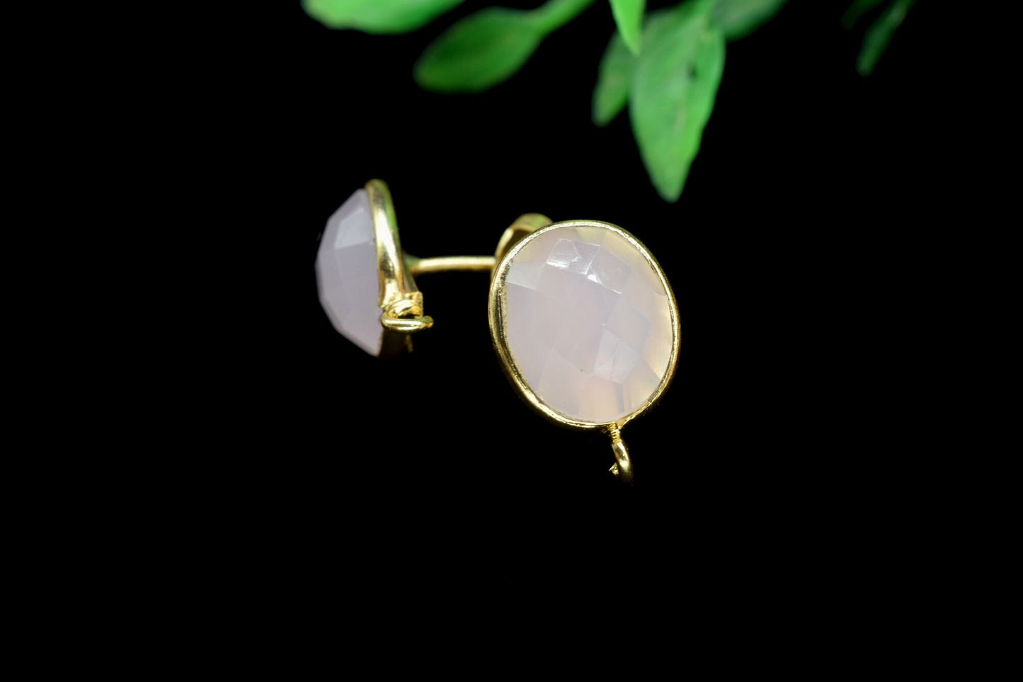Pink Chalcedony Earring Connector,Jewelry Making Supplies,Earring connector post stud, Jewelry,Jewelry Findings,Rose Quartz Earring,Studs