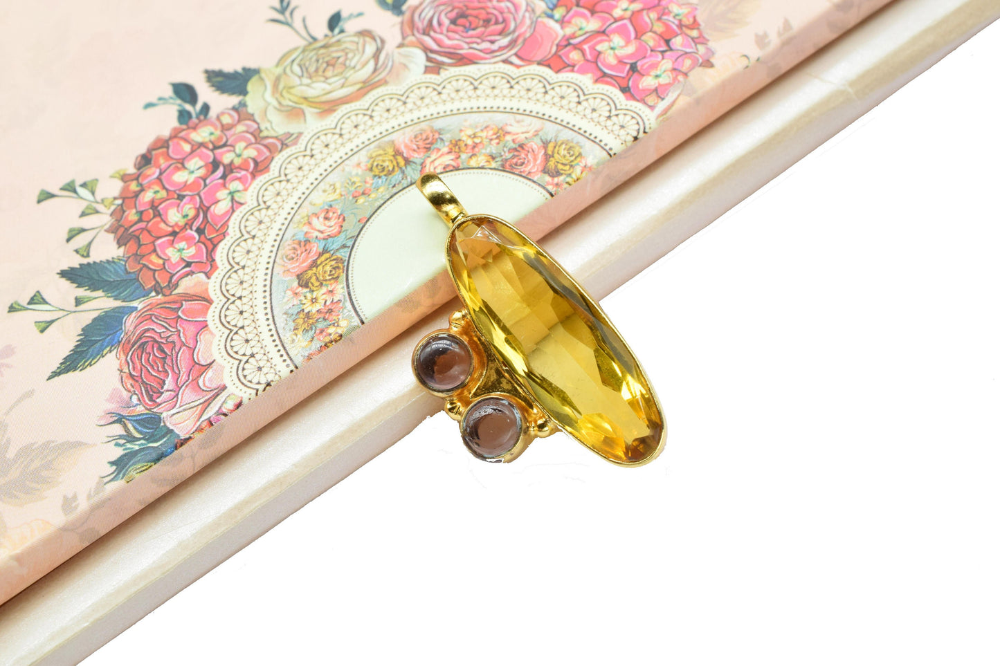 Citrine Quartz Pendant Charms,Brass Pendant,Handmade Craft,Women Pendant Jewelry,Mixed Gemstone Pendant,Statement Pendants,Loop Pendant,Gift