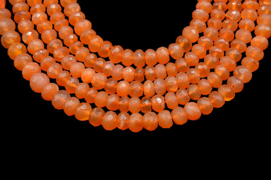 8" 1 Strand Beautiful Natural Carnelian Gemstone Cut Rondelle Faceted Beads, 8mm to 9mm AAA Quality,Orange Carnelian Faceted Beads,Jewelry