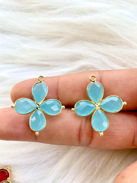 peru Chalcedony Teardrop Pendant,Gemstone jewelry,,Chalcedony Bezel connectors,Gemstone Bracelet Charm,Single Loop connector,Wife Gifts,P122