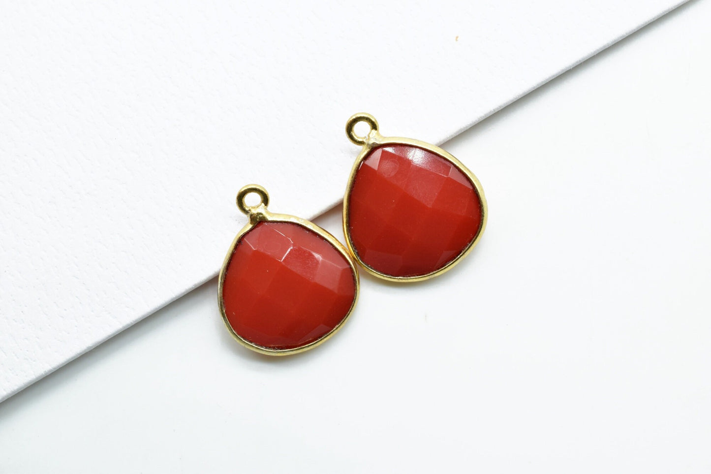 Carnelian 14mm Heart shape Single bail Connector,Carnelian Bezel One Loop Gold plated charms,Natural Carnelian, Bezel Heart Shape Connector