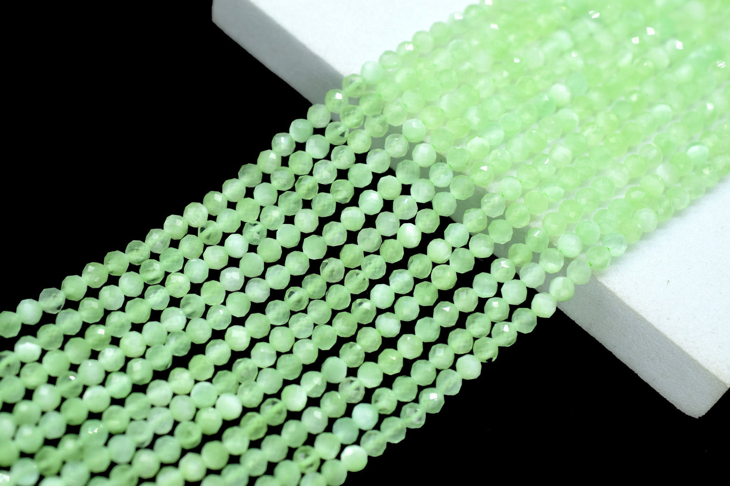 Prehnite AAA Faceted beads/Green Gemstone beads/Rondelle Beads/Jewerly Making Beads/Micro Cut Beads/Loose Gemstone Beads/Wholesale Beads