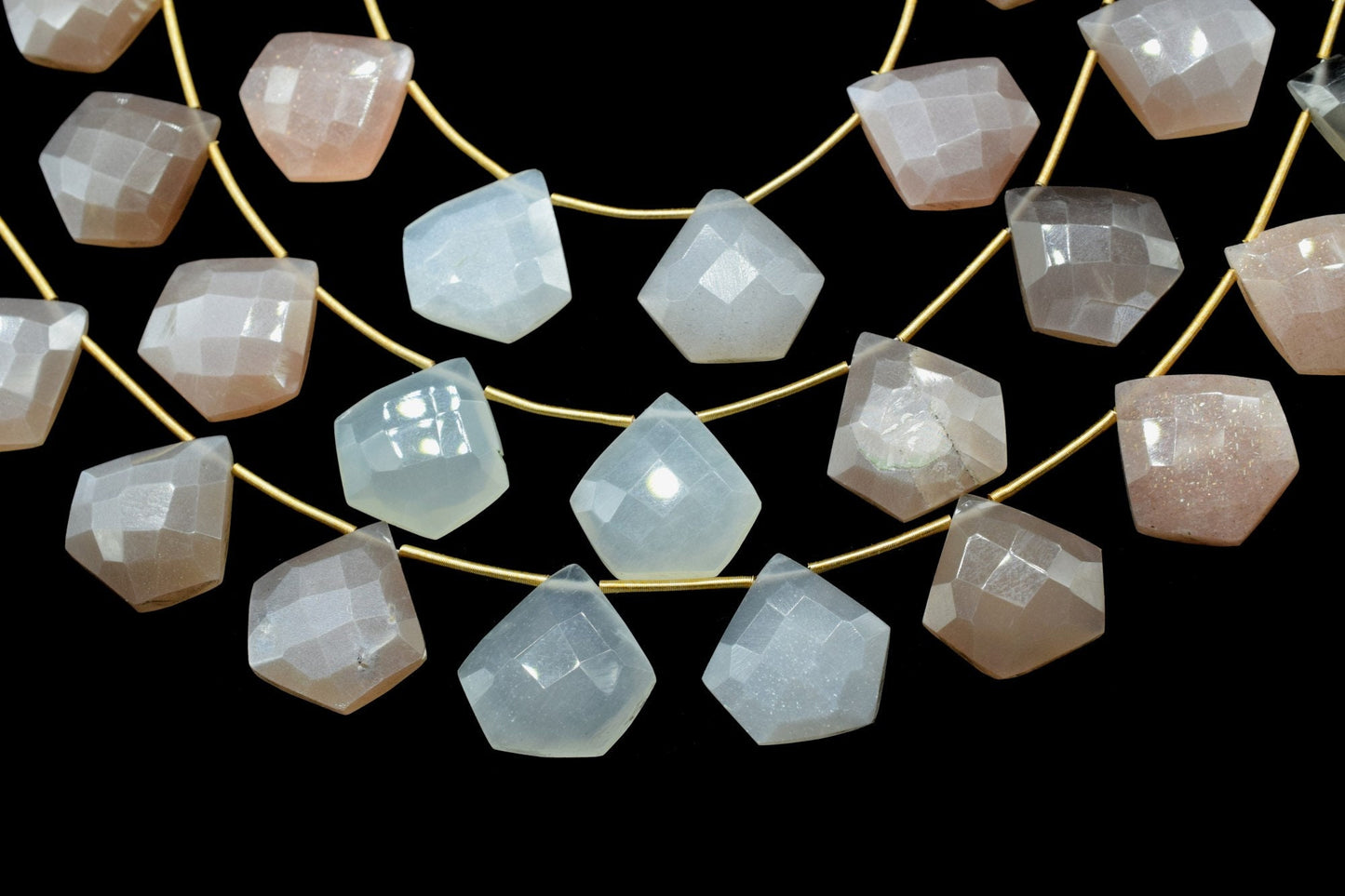 10 Pieces Strand Multi Moonstone Diamond shape Briolettes,Multi Moonstone Briolette,Sold By Strand,Multi Moonstone diamond briolettes,Jewels