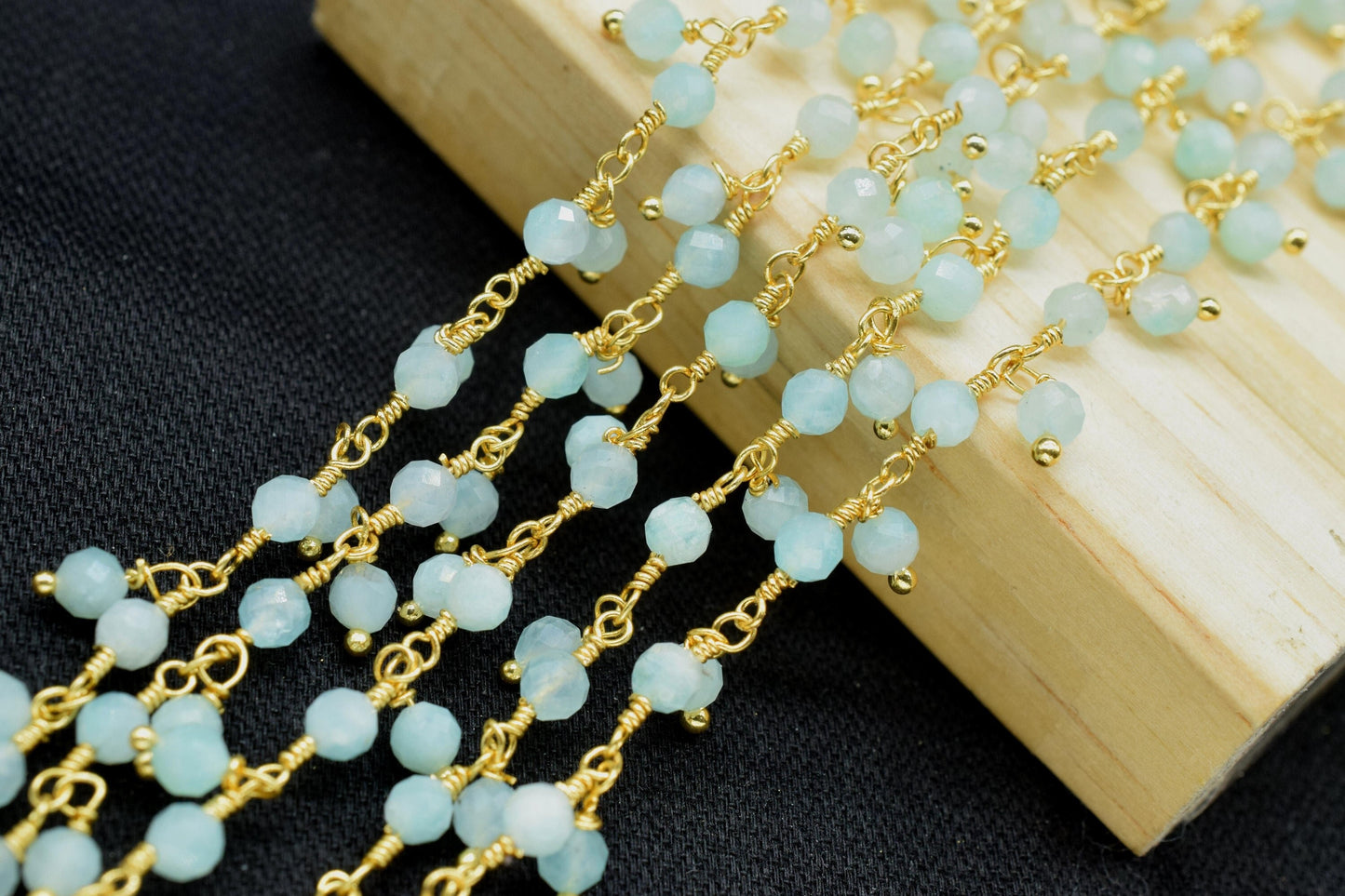 Amazonite 3mm Cluster Rosary Chain,Wire Wrapped Necklace Chain,Amazonite Beads Dangling Chain,Gemstone Rosary Chain,Handmade Jewelry Gift