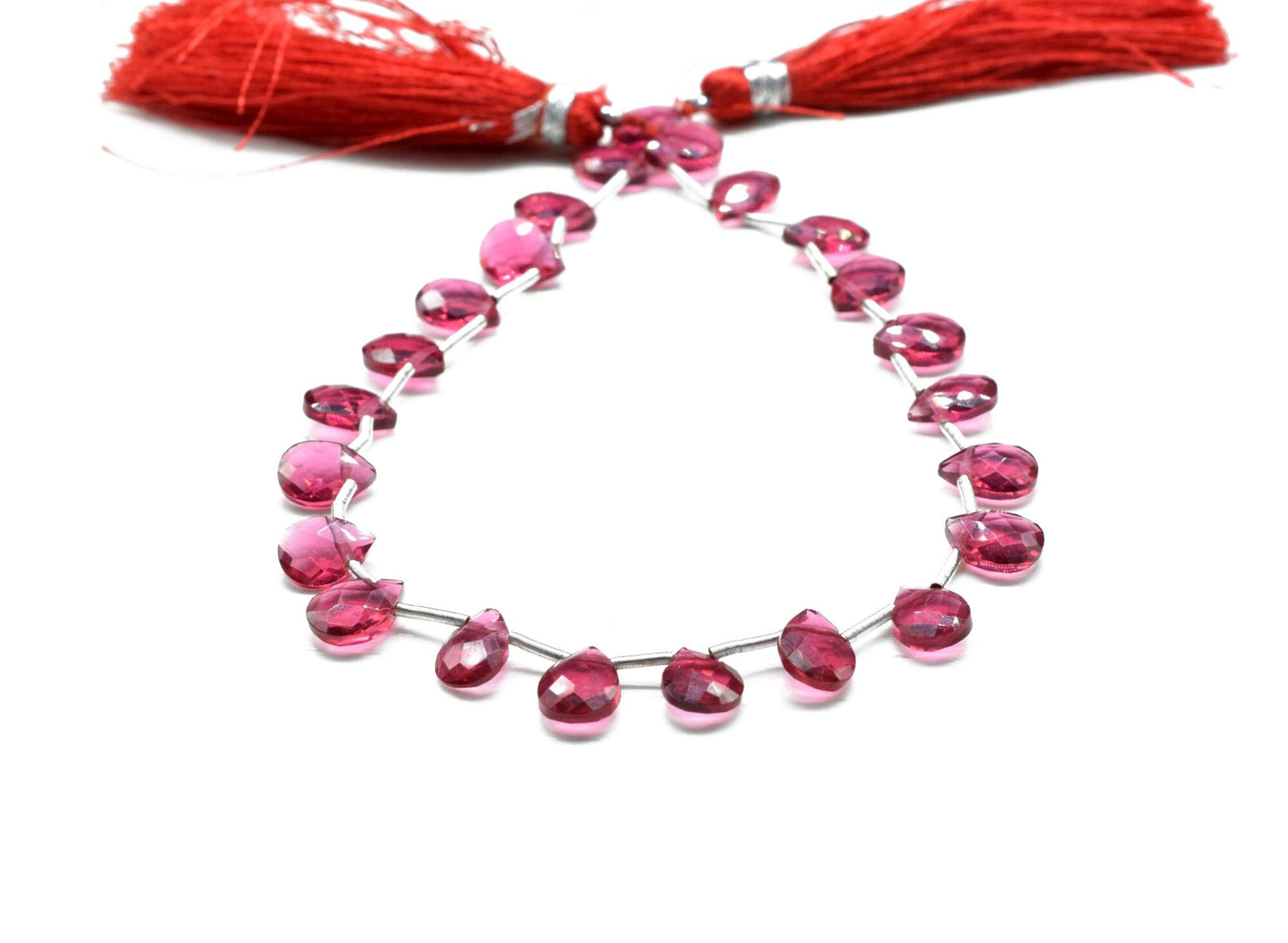 Pink Tourmaline Faceted briolette Strand,Pink Tourmaline Beads Strand,Handmade Jewelry Making Supplies,Gemstone drilled Teardrop Briolettes