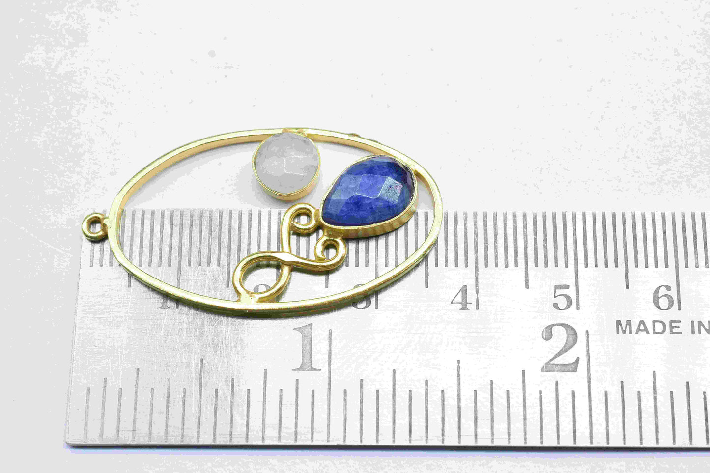 Multi Gemstone Finding Pendant,Moonstone Round Connector,Sapphire 7x10mm Teardrop Shape Component,Finding Necklace Component Jewelry,Gift
