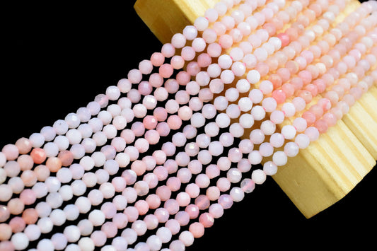 Rose Quartz Faceted Beads,3mm Rondelle,Rose Quartz Shaded Beads Strand,Micro faceted beads,Gemstone Beads Strand,Rose Quartz Beads Jewelry