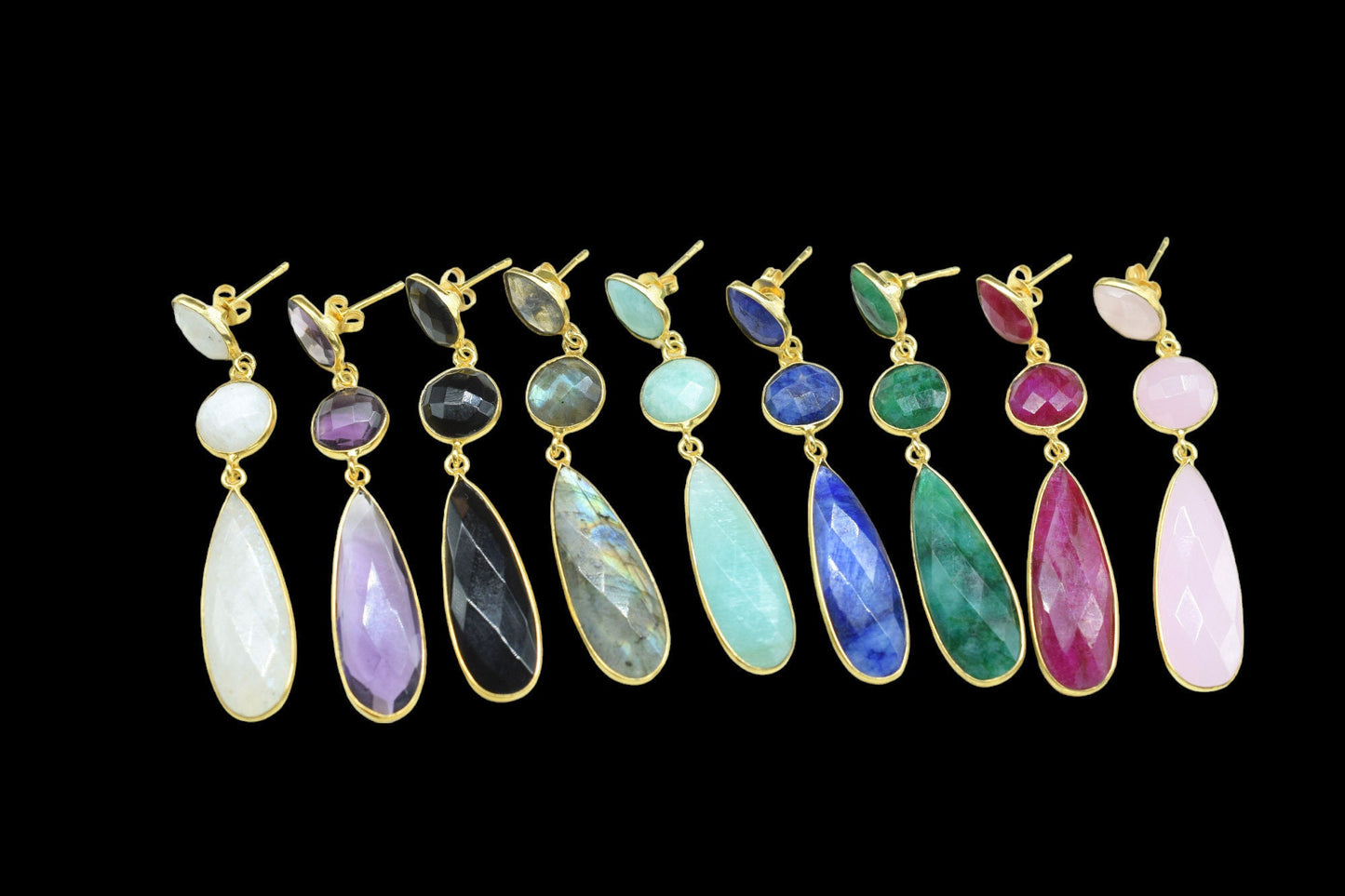 Blue Sapphire Dangle Earring/Bridal Earring/Gold Plated Earring/Bridal Jewelry/Statement Earrings For Bridal/Sapphire Jewelry/Gift