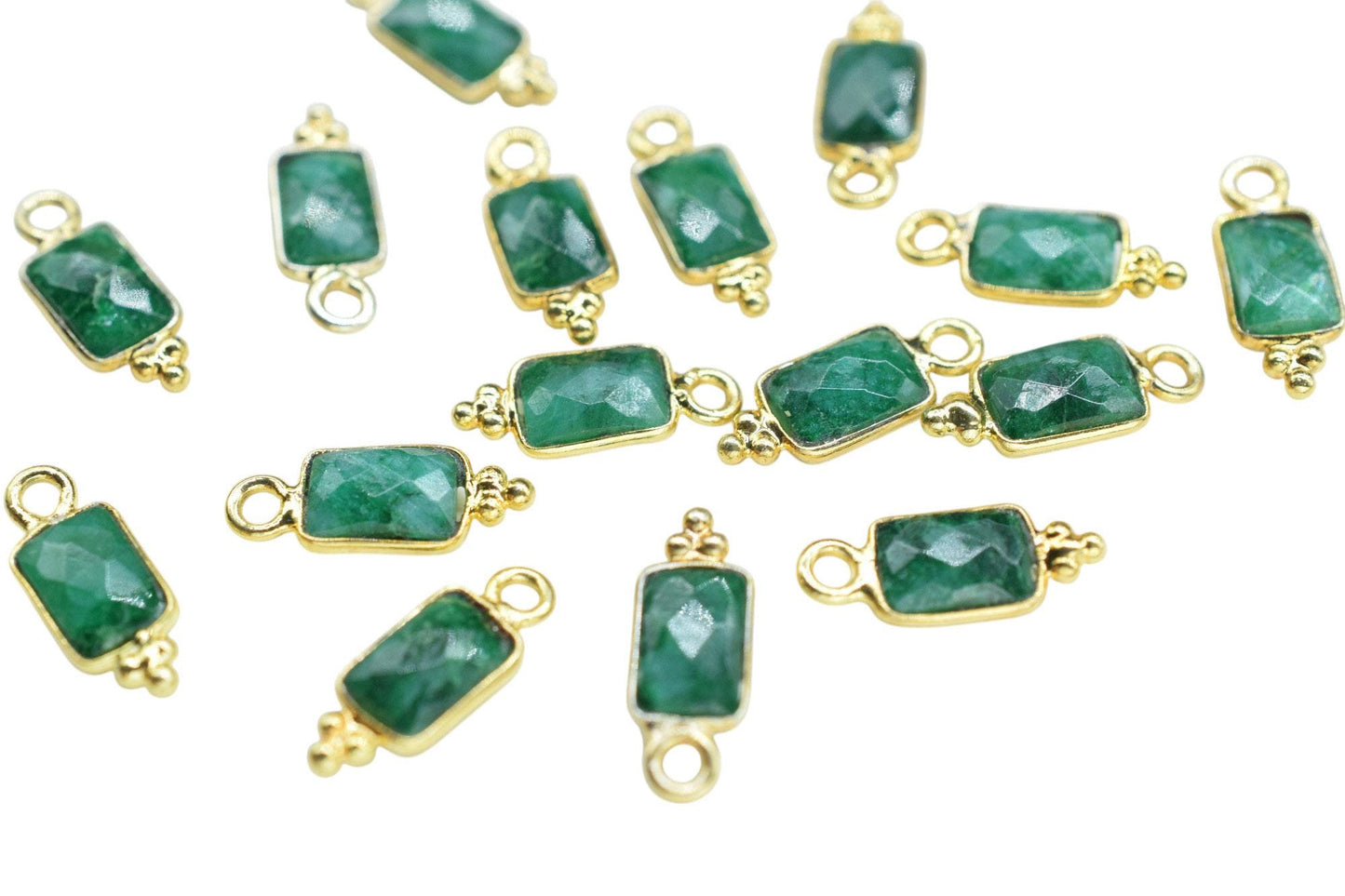 Gemstone Emerald Charms Pendant/Buguette Shape Pendant/Handmade Pendant/Tiny Pendant/Necklace Connector jewelry/Women Jewelry/B'day Gift