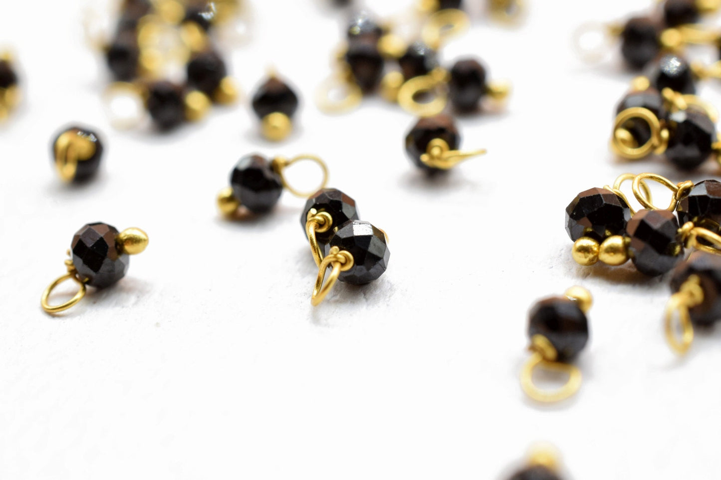 Tiny Gemstone Charms,Black Onyx Single Wire Wrapped Beads,Jewelry Making Supplies,Earring Charms,Necklace Charms,Bracelet Charms,dangle Bead