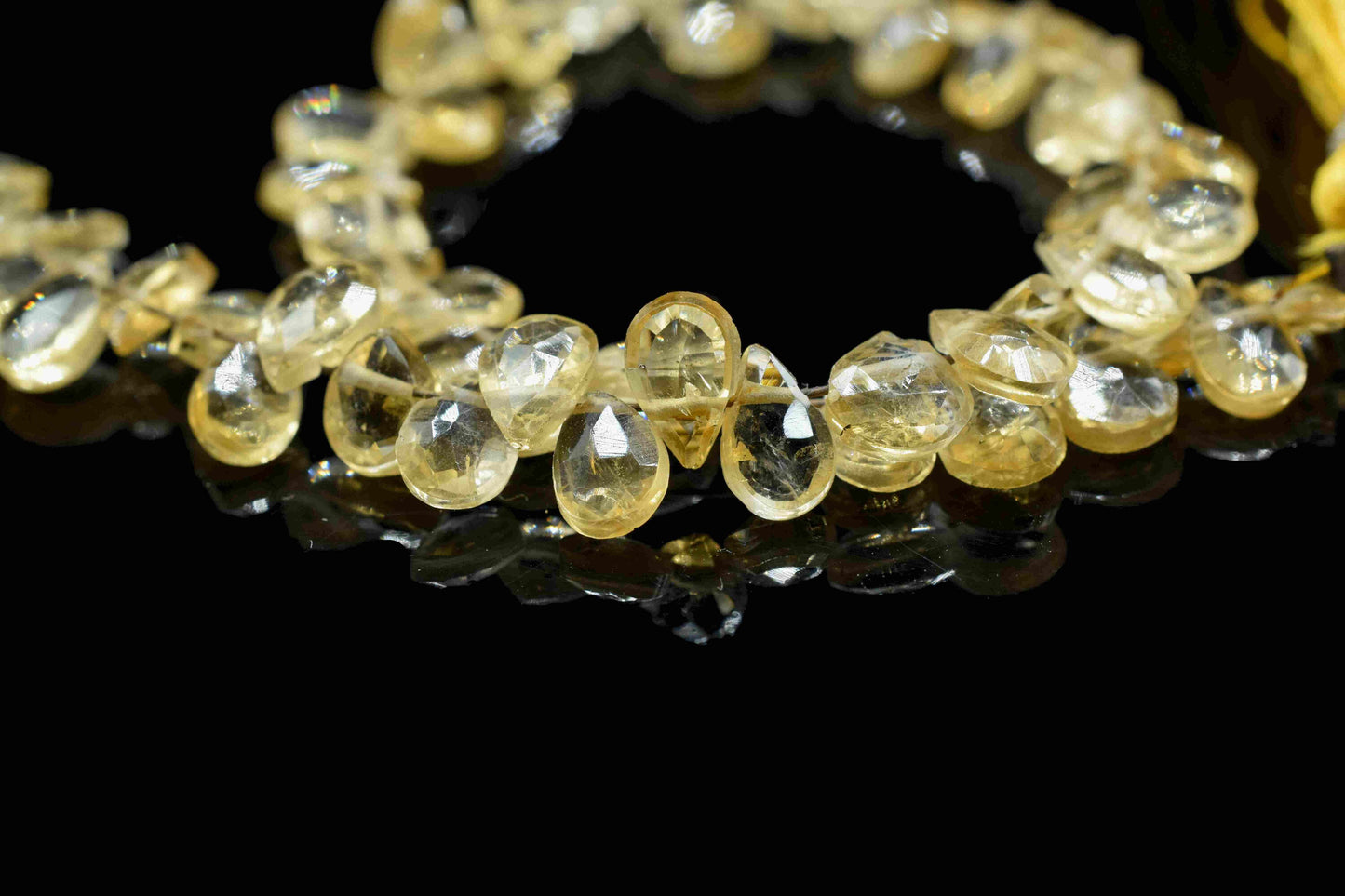 Citrine 6x8mm Pear Shape Briolettes, Gemstone Faceted Pear Shape Beads, 6 Inch Strand,Citrine Faceted Teardrop,Citrine Quartz Strand Jewelry