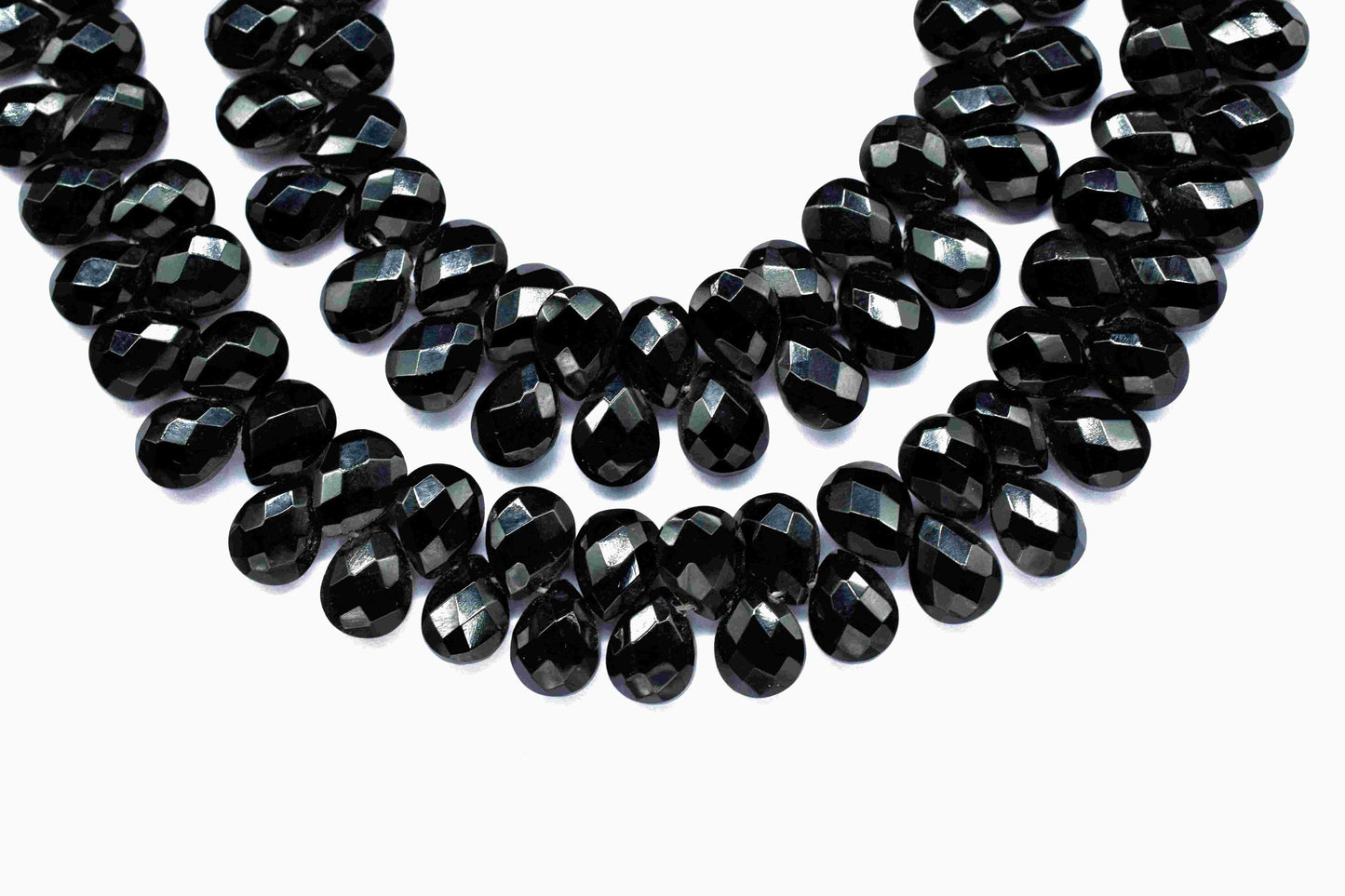 Black Onyx 6x8mm Pear Shape Briolettes,Gemstone Faceted Pear Shape Beads,6 Inch Strand,Black Onyx Faceted Teardrop,Black Onyx Strand Jewelry