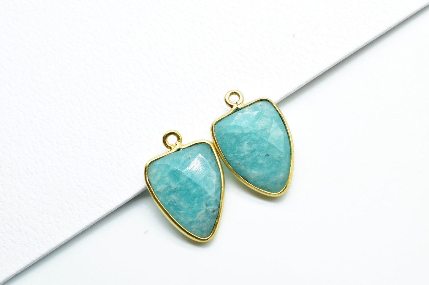 Amazonite 12x15mm Triangle shape pendant,Amazonite single loop connectors,Amazonite Faceted Bezel Link Connector,Amazonite fancy connectos