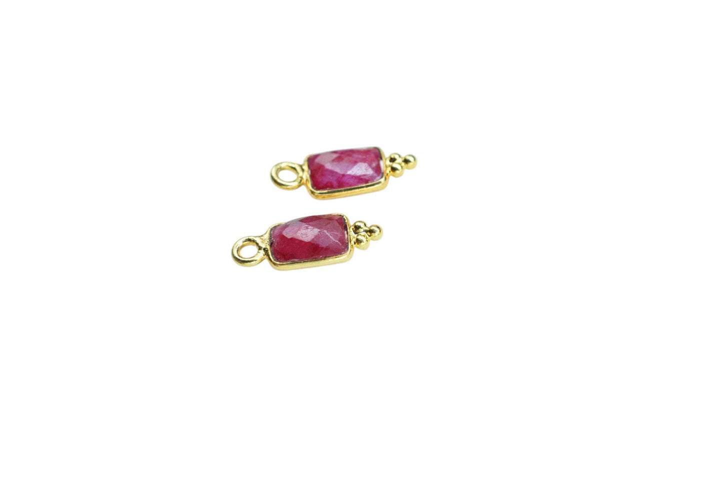 Gemstone Ruby Charms Pendant/Buguette Shape Pendant/Handmade Pendant/Tiny Pendant/Necklace Connector jewelry/Women Jewelry/B'day Gift
