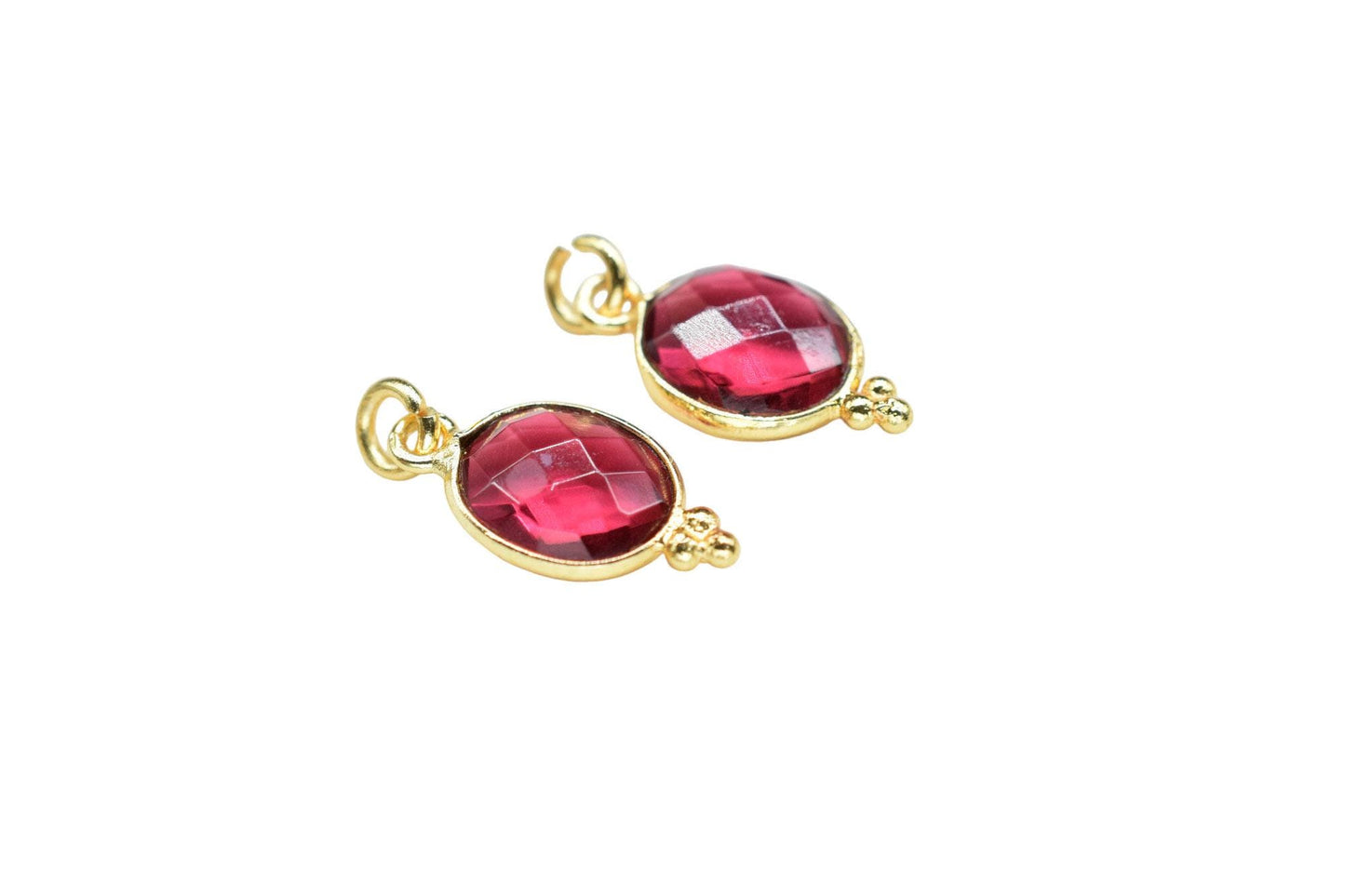 Pink Tourmaline 8x10mm oval Shape Pendant Jewelry/Pink Tourmaline Gold Plated Single Bail Connector jewelry/Gemstone Teardrop Charms,Gift