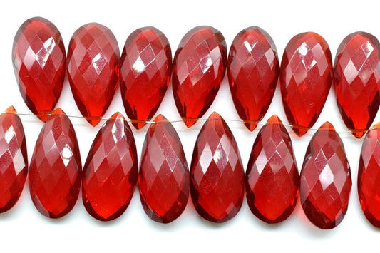 Garnet Faceted 12x24mm Pear Shape Briolettes,Garnet Pear Shape Beads,Long Pear Shape Briolettes,Red Gemstone Briolettes,Long Teardrop Beads
