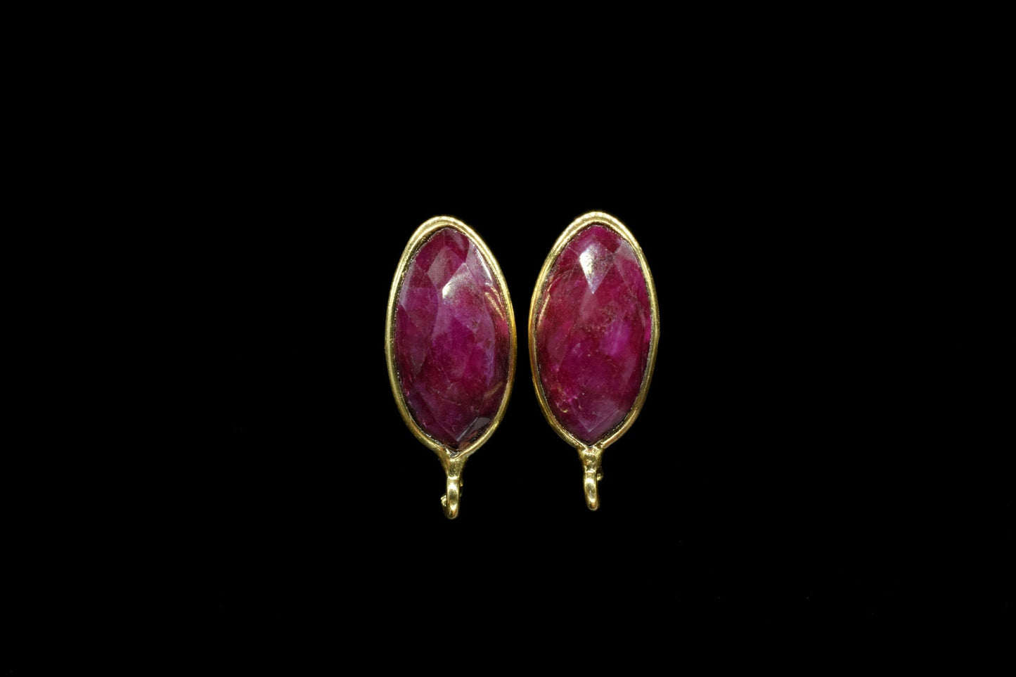Ruby Marquise Earring Connector,Jewelry Craft Supplies,Ruby connectors post stud, Jewelry,Bezel Frame Connector,Earring Finding,Ruby stud