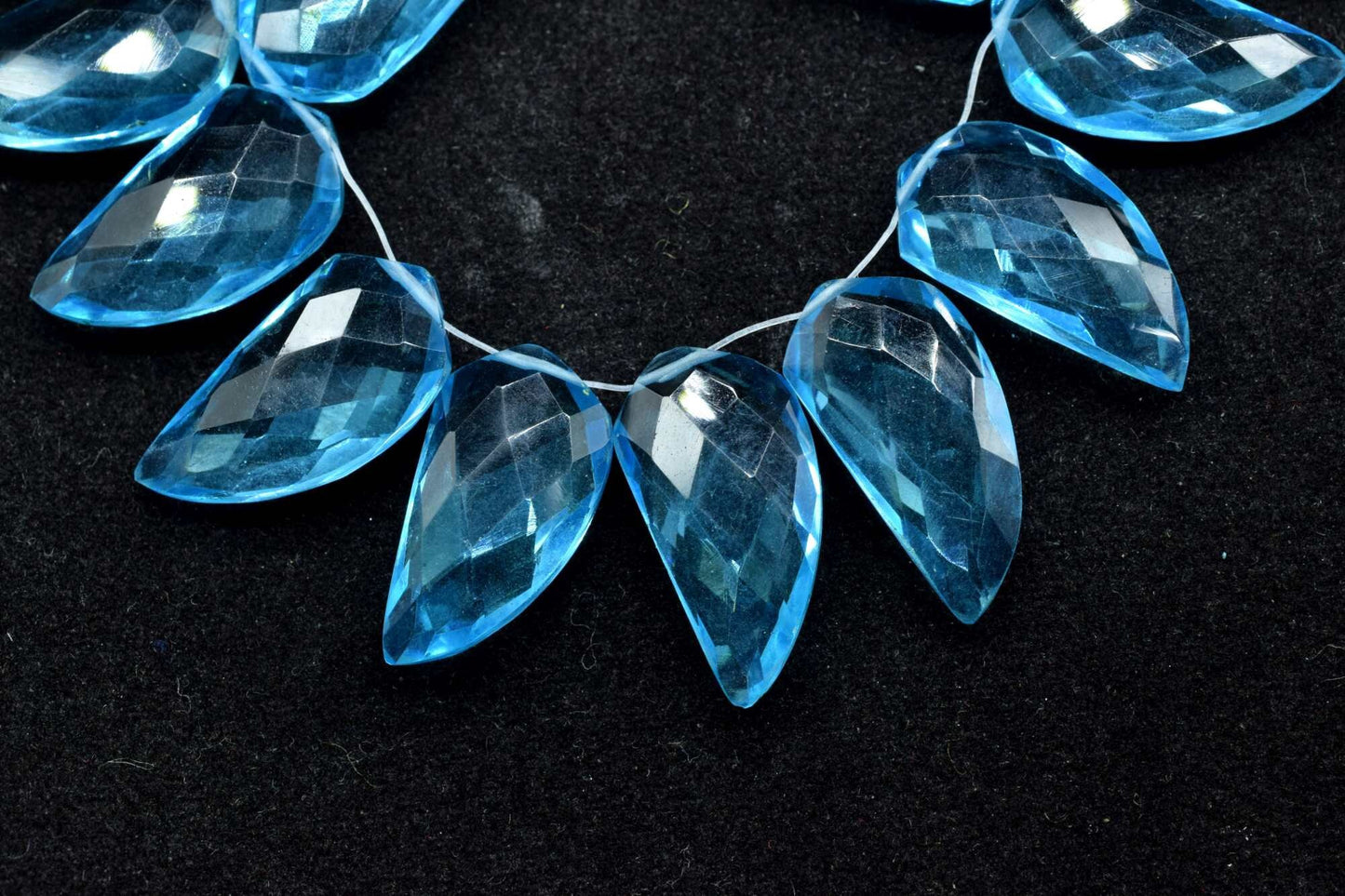 Sky Topaz 10x20mm Horn shape beads,Shark Tooth Shape faceted beads, jewelry supplies,Gemstone Briolettes,Top Quality Briolettes,Topaz Beads