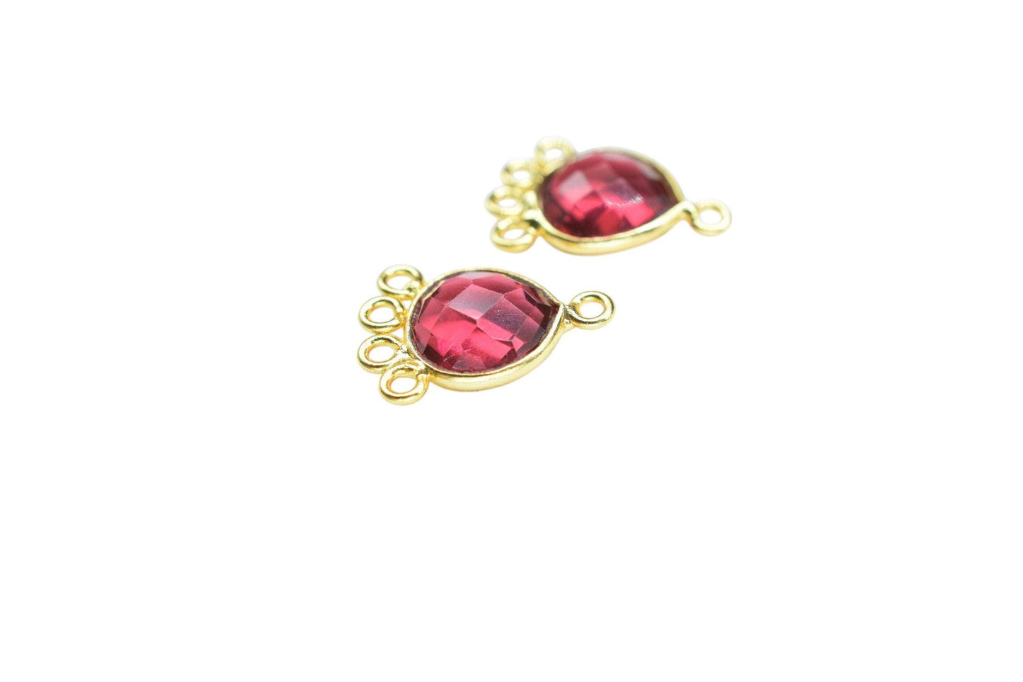 Pink Tourmaline Heart Shape Pendant/Gold Plated Charms Jewelry/Handmade Connector Jewelry/Connector Charms/Station Bezel Link Supplies/Gift