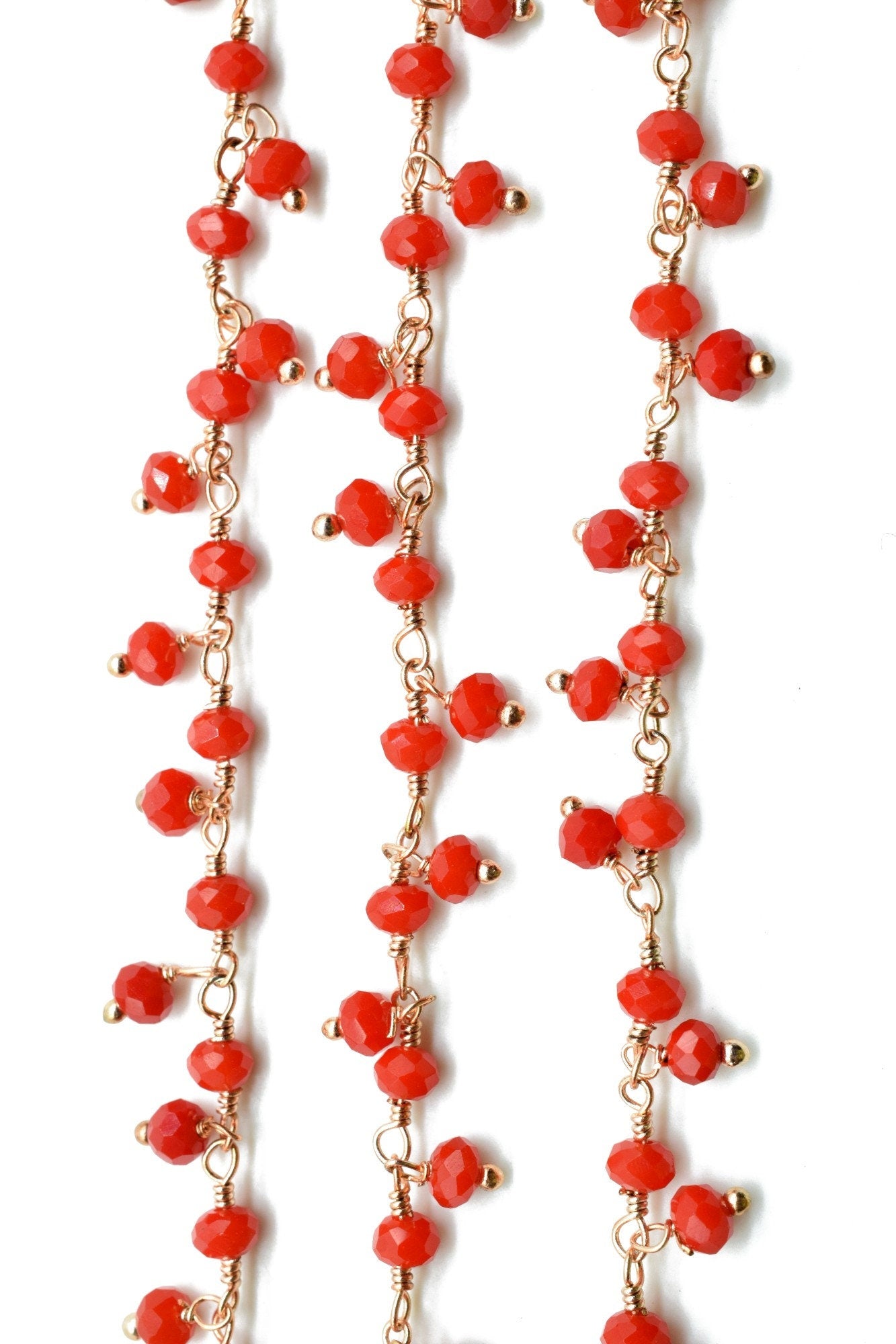 Red coral Cluster Rosary Chain,Handmade Jewelry Making Wire Wrapped Beaded Chain By Foot For Necklace,Exceptional Coral CLUSTER Rosary chain
