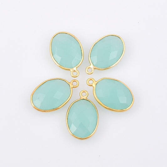 Aqua chalcedony 10x14mm Oval  Bezel pendant,Chalcedony Gold Plated bezel,Aqua chalcedony Bezel,Gold Vermeil Bezel,jewelry Gold-Filled bezel