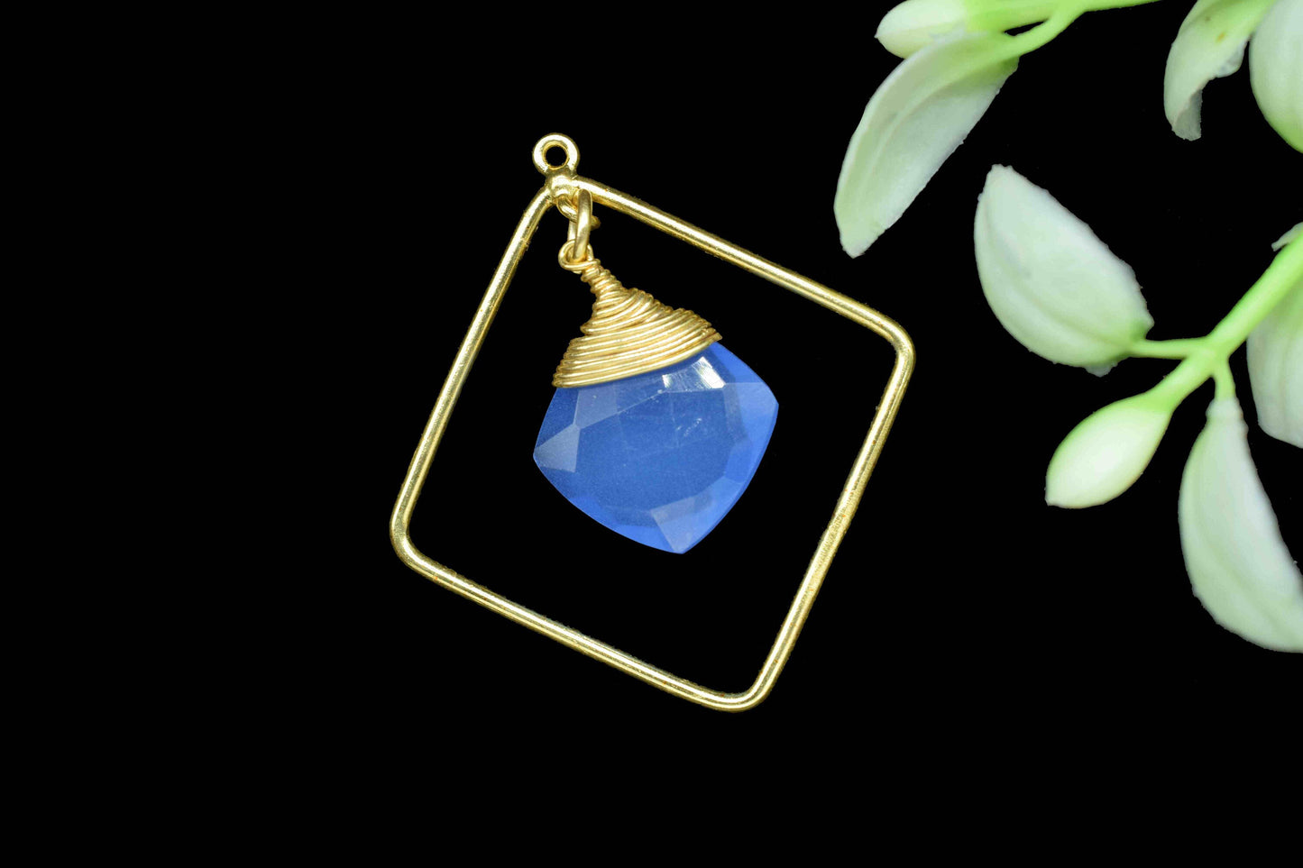 Gemstone Square Bezel Pendant Connectors,Beads Pendant Jewelry,Station Finding Link,Gemstone Craft Supply,Handmade Square Beads Jewelry,Gift