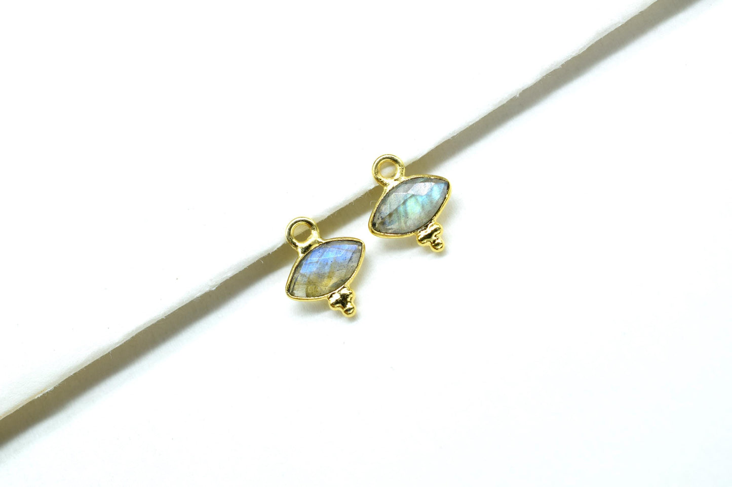 Natural Labradorite Charms Pendant/Marquise Shape Pendant/Handmade Pendant/Tiny Pendant/Necklace Connector jewelry/B'day Gift