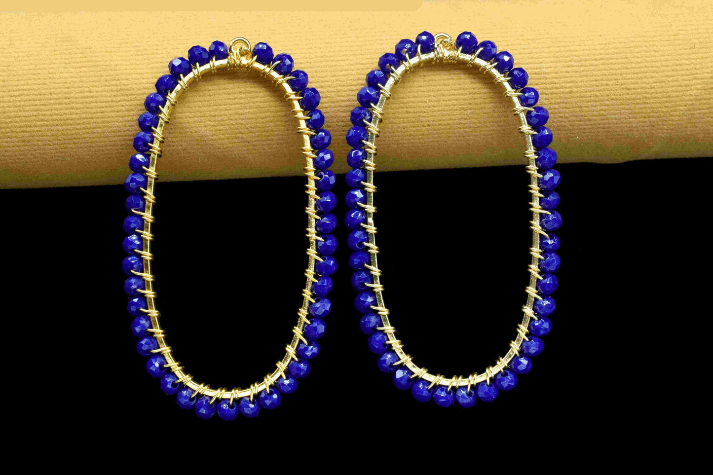 Lapis Lazuli beads Connector,Lapis Gemstone Bead Necklace,Oval Shape Component,Finding Component Jewelry,Lapis Wire Wrapped Handmade Jewelry
