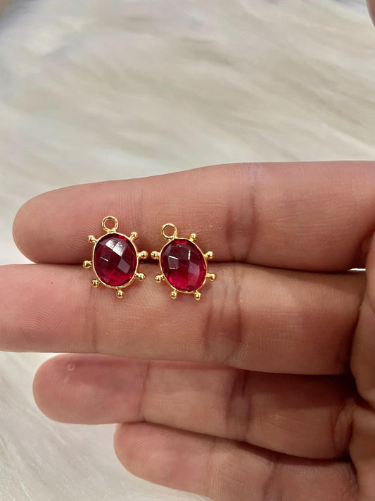 Pink Tourmaline 10x8mm oval shape single bail charms,Pink Tourmaline pendant,Tourmaline Gold Plated bezel,Faceted Charms Connector Jewelry
